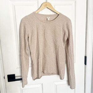 J. Crew 100% Cashmere Sweater Beige Tan Crew Neck size Medium